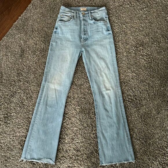 MOTHER Ankle Tripper Fray Button Fly Island Time Lightest Blue Size 25 Preloved - Picture 11 of 11